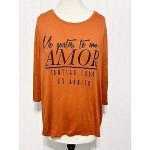 Attention Women's Leopard Print 3/4‎ Sleeve Graphic Shirt Orange Black Size XL